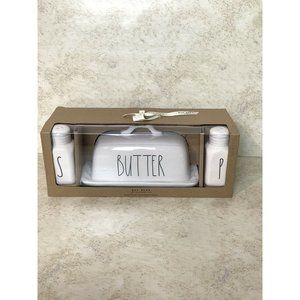 Rae Dunn By Magenta White Butter Dish S&P Set